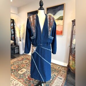 Vintage Noah’s Flood Denim Patchwork Jacket and Skirt